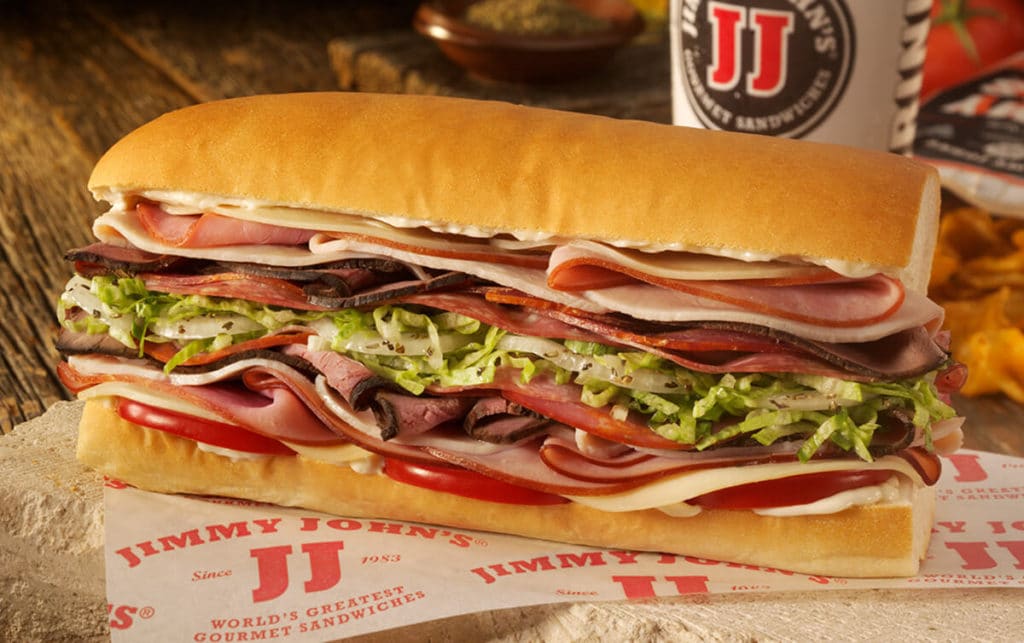 Jimmy John sandwich with all the vegetables