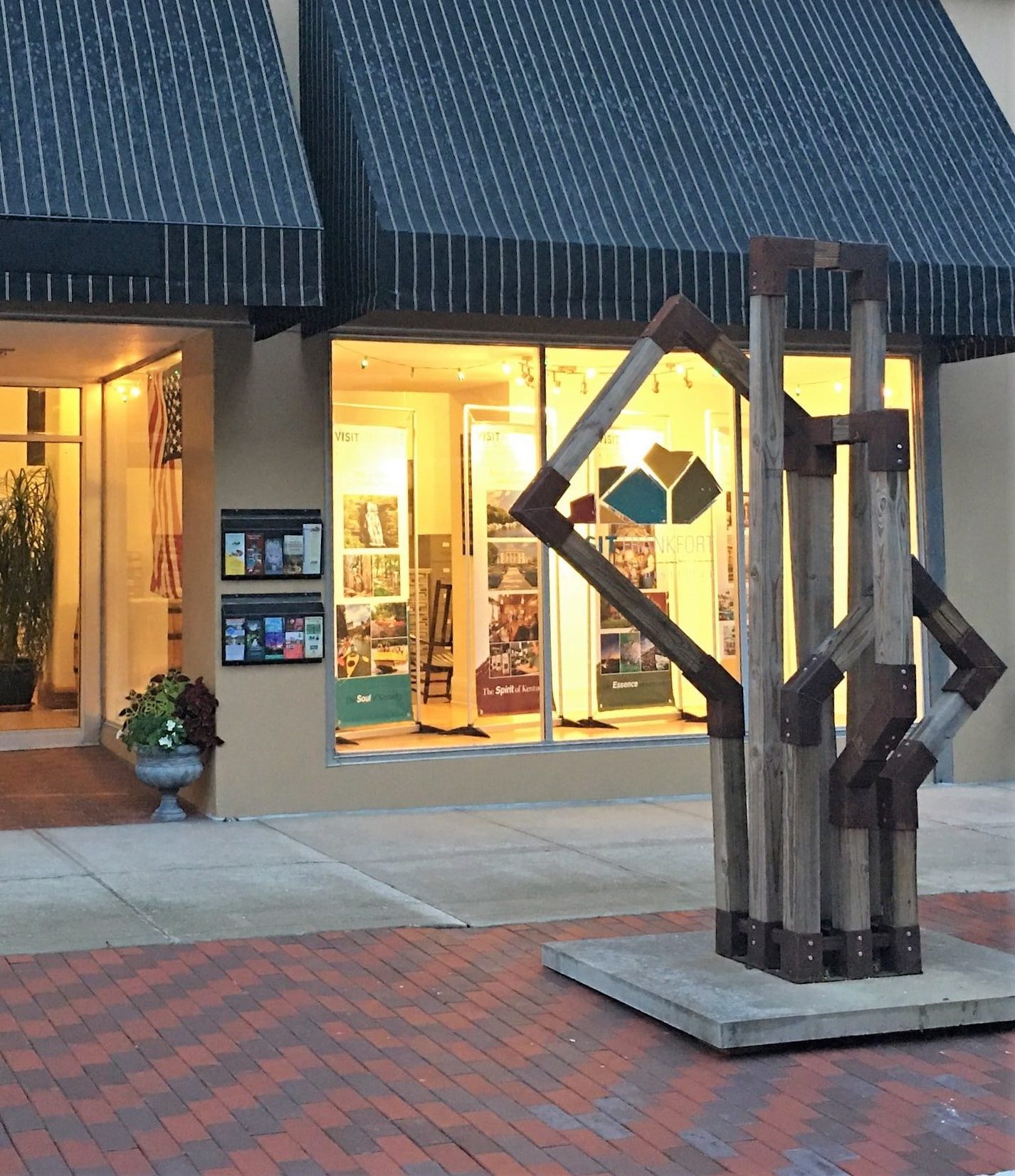 InMotion sculpture outside Visit Frankfort office